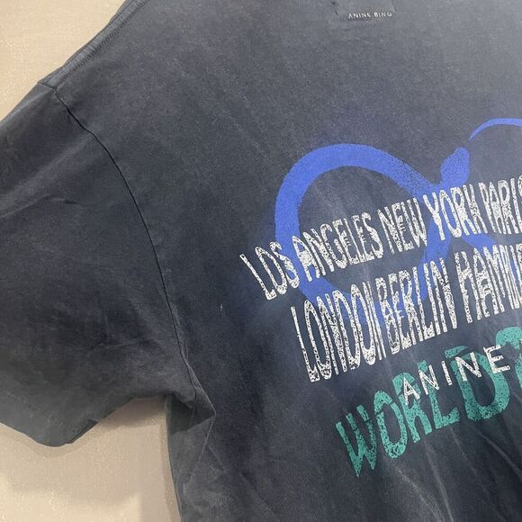 Anine Bing Walker Tee Viper Washed Black Blue Large NEW - Picture 8 of 8
